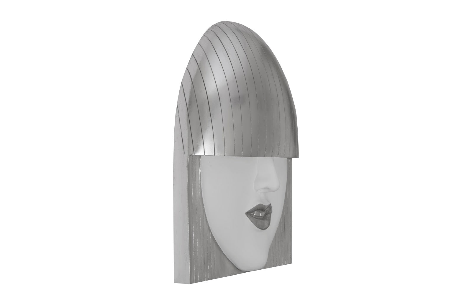 Phillips Collection Home Phillips Collection Fashion Faces Wall Art, Large, Smile, White and Silver Leaf