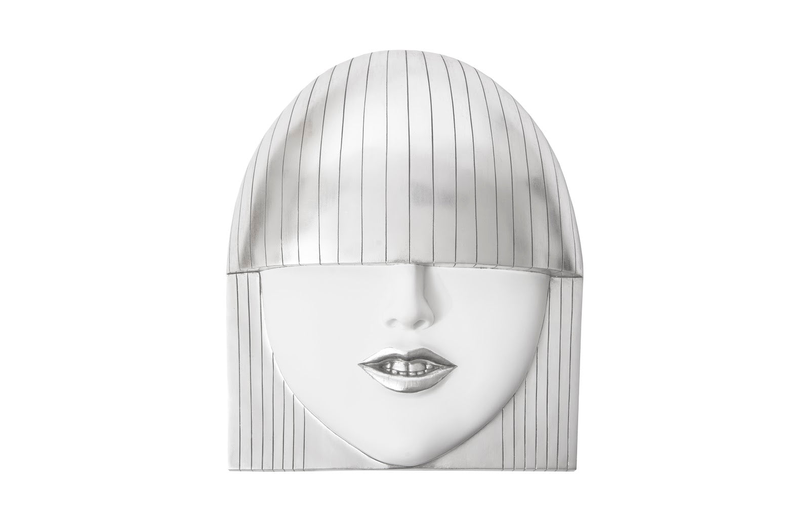 Phillips Collection Home Phillips Collection Fashion Faces Wall Art, Large, Smile, White and Silver Leaf
