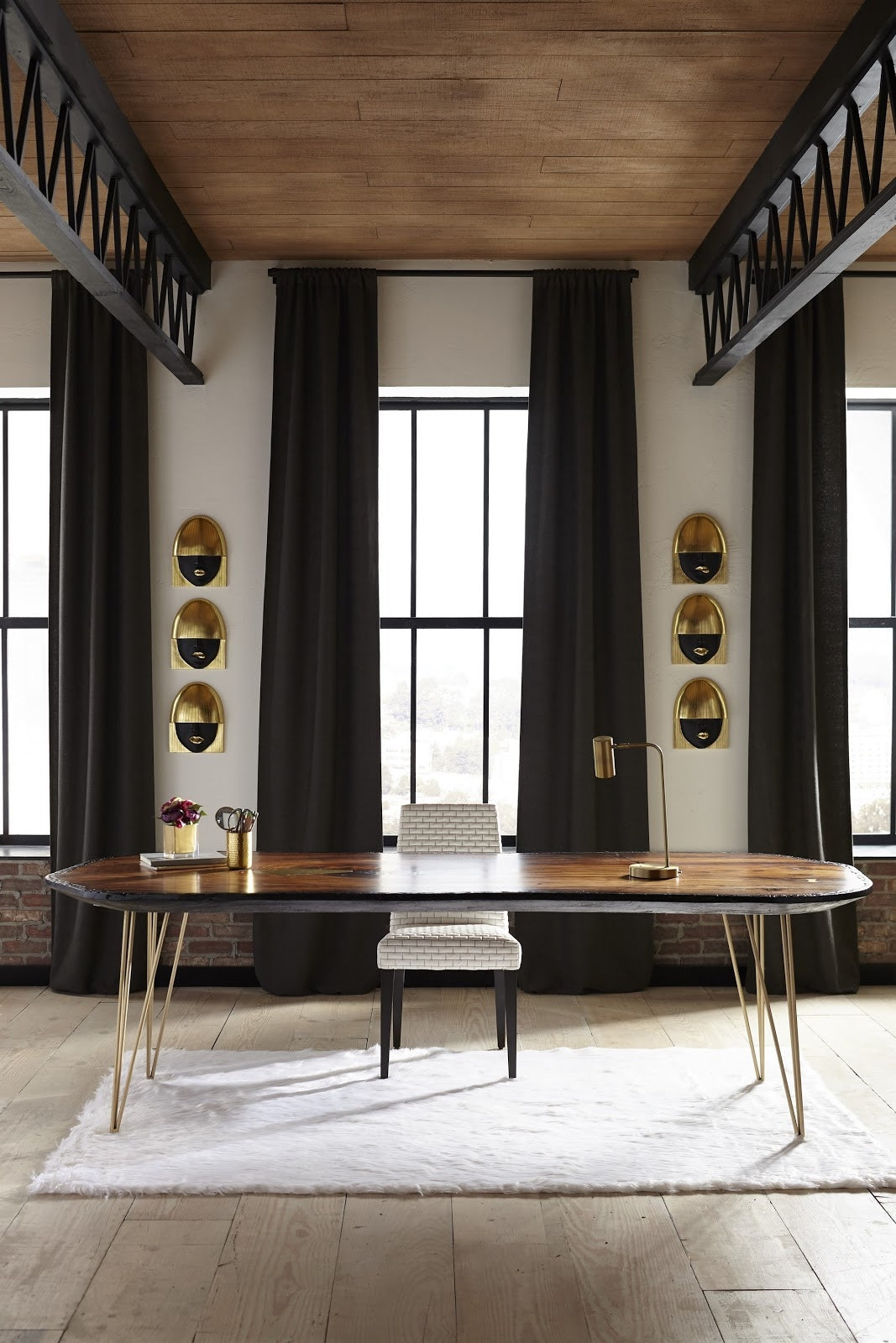 Phillips Collection Home Phillips Collection Fashion Faces Wall Art, Small, Black and Gold Leaf, Set of 3