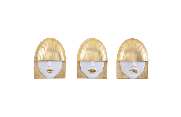 Phillips Collection Home Phillips Collection Fashion Faces Wall Art, Small, White and Gold Leaf, Set of 3