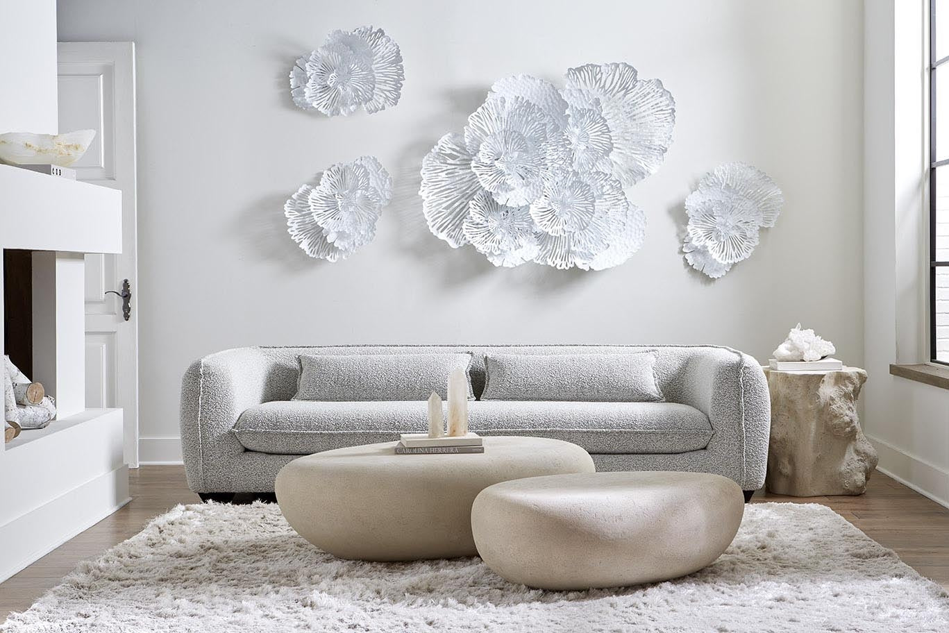 Phillips Collection Home Phillips Collection Flower Wall Art, Medium, White, Metal