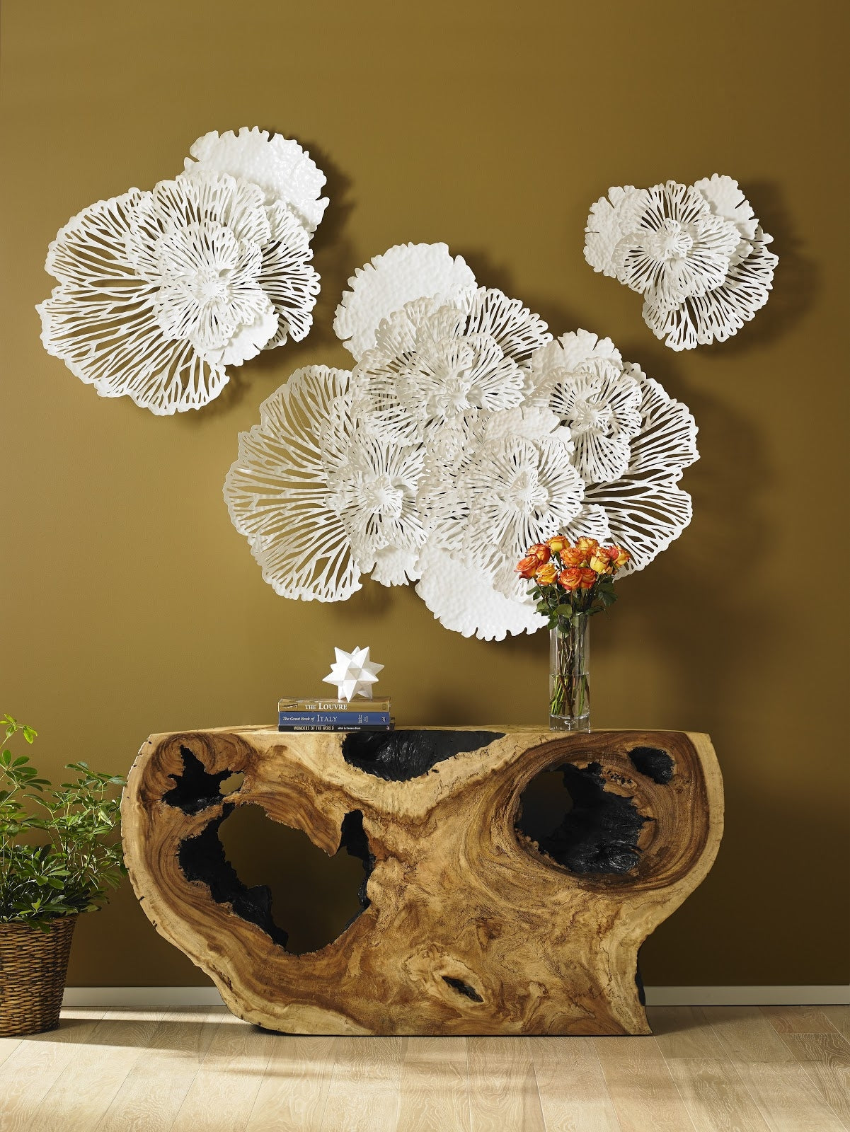 Phillips Collection Home Phillips Collection Flower Wall Art, Medium, White, Metal