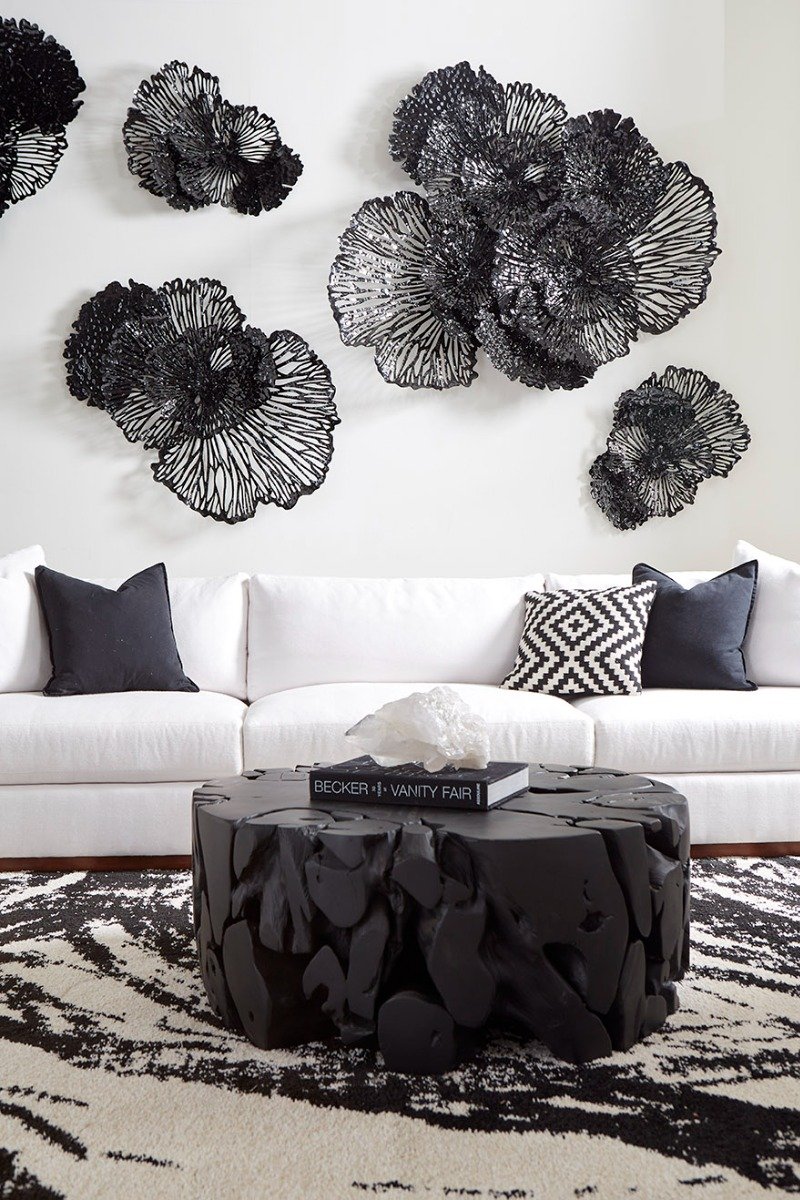 Phillips Collection Home Phillips Collection Flower Wall Art, Small, Black, Metal