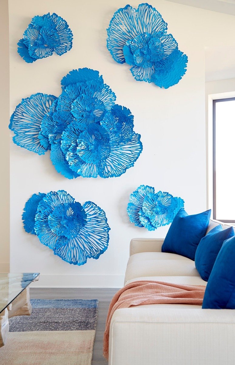 Phillips Collection Home Phillips Collection Flower Wall Art, Small, Blue, Metal