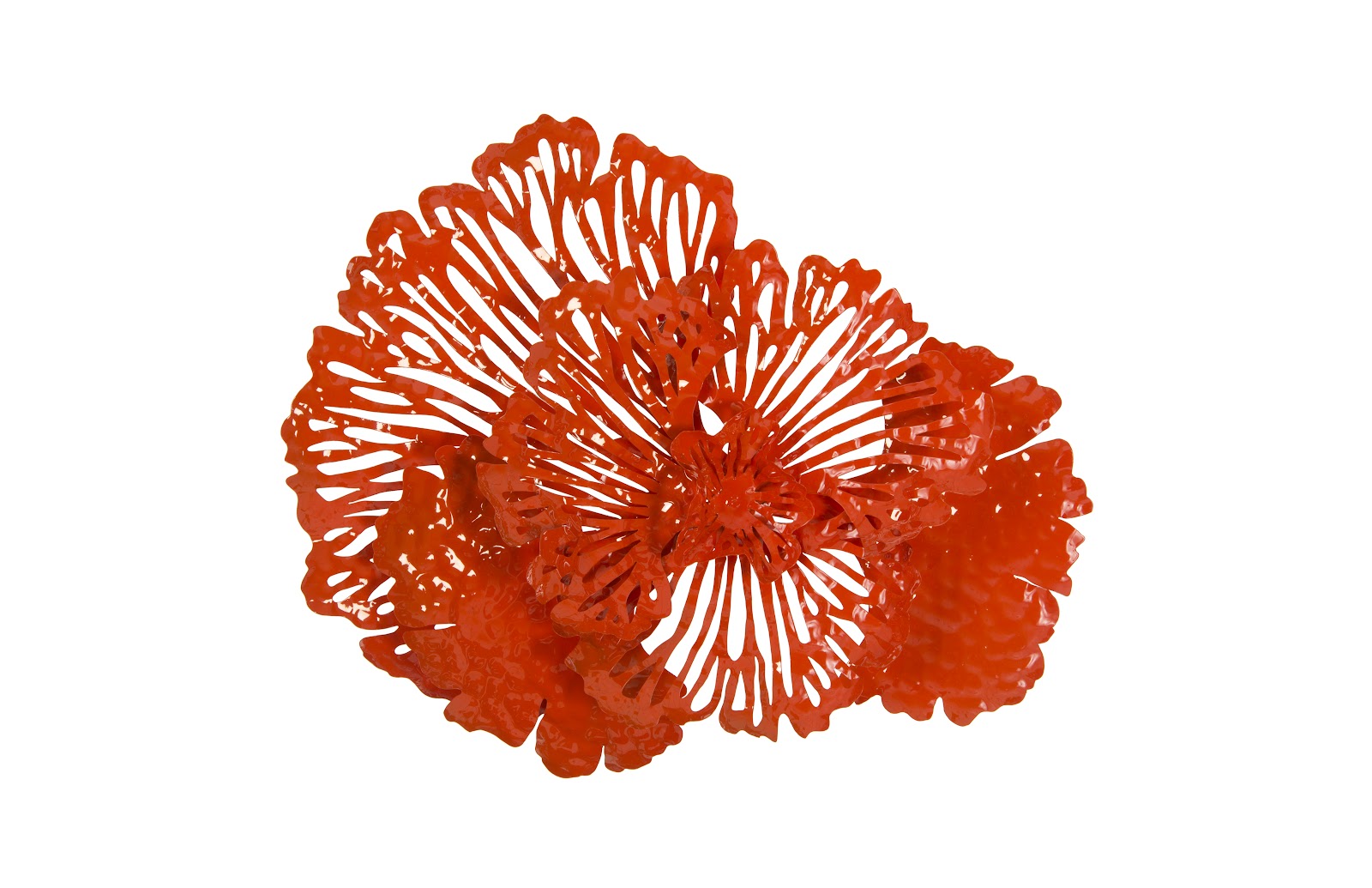 Contemporary Metal Coral Wall Decor Orange - Olivia & May