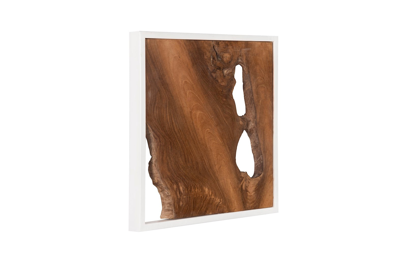 Phillips Collection Home Phillips Collection Framed Slice Wall Tile, Teak Wood, White Frame