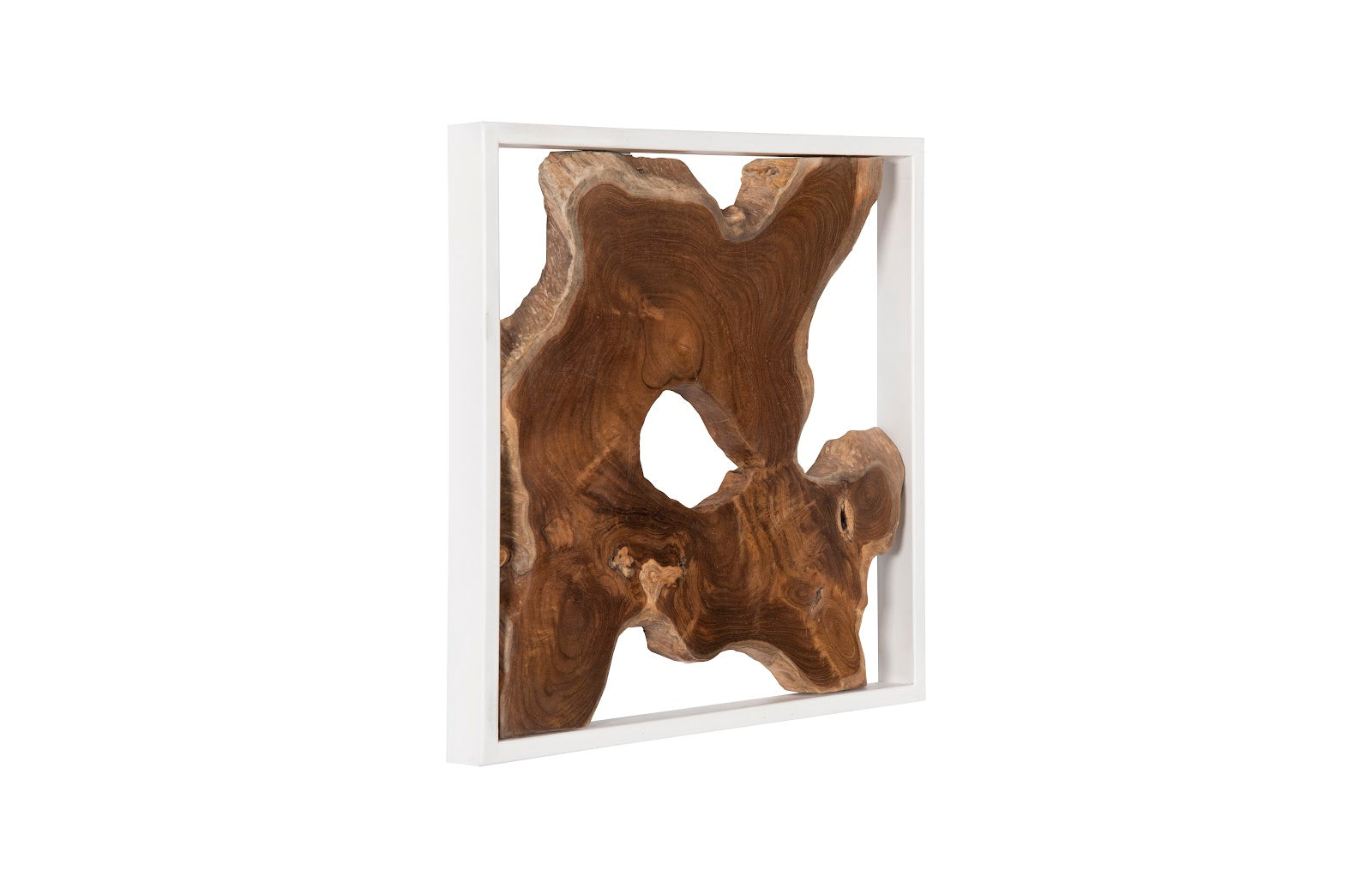 Phillips Collection Home Phillips Collection Framed Slice Wall Tile, Teak Wood, White Frame