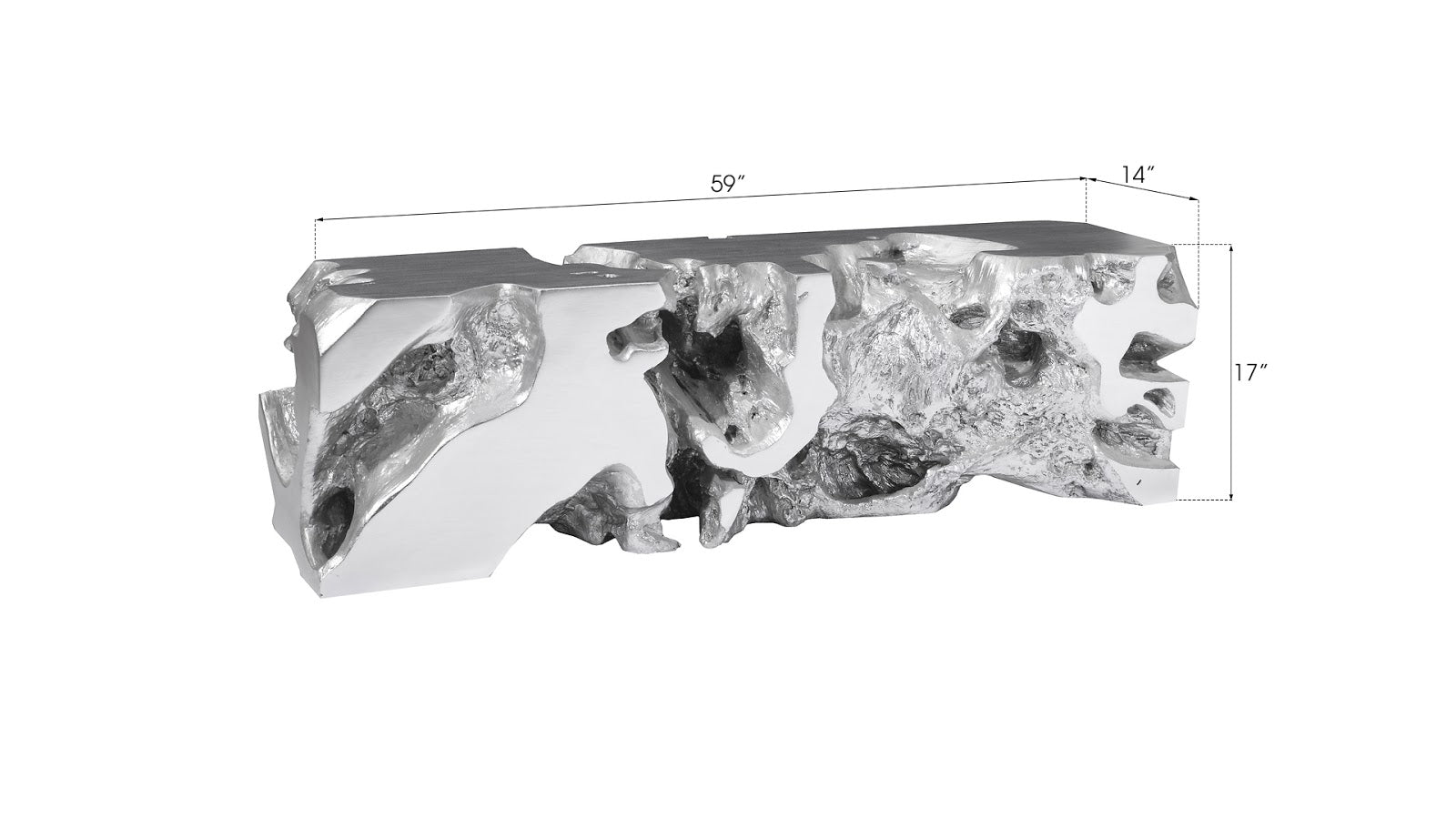 Phillips Collection Home Oversized LTL - Rate to be Quoted Phillips Collection Freeform Bench, Silver Leaf