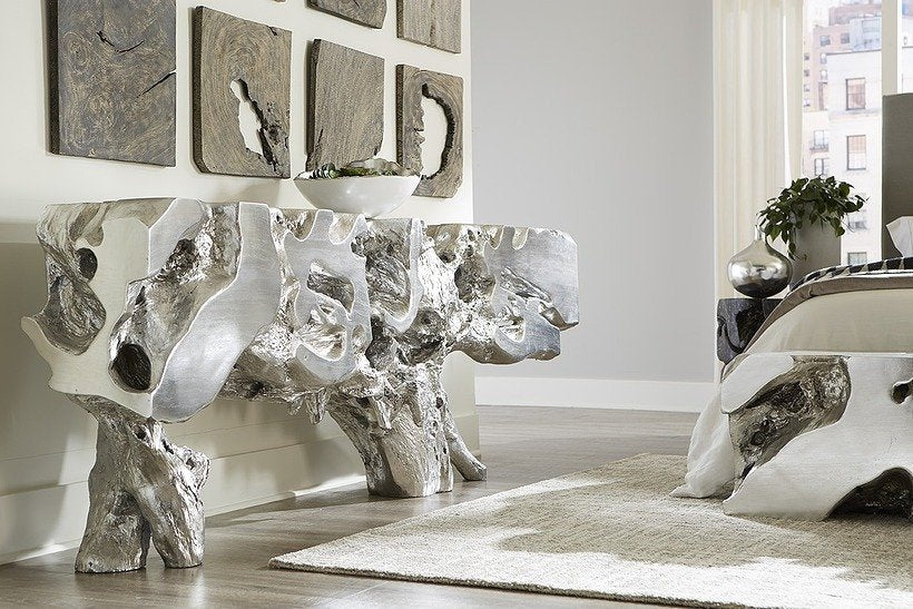 Phillips Collection Home Oversized LTL - Rate to be Quoted Phillips Collection Freeform Console Table, Extra Large, Silver Leaf