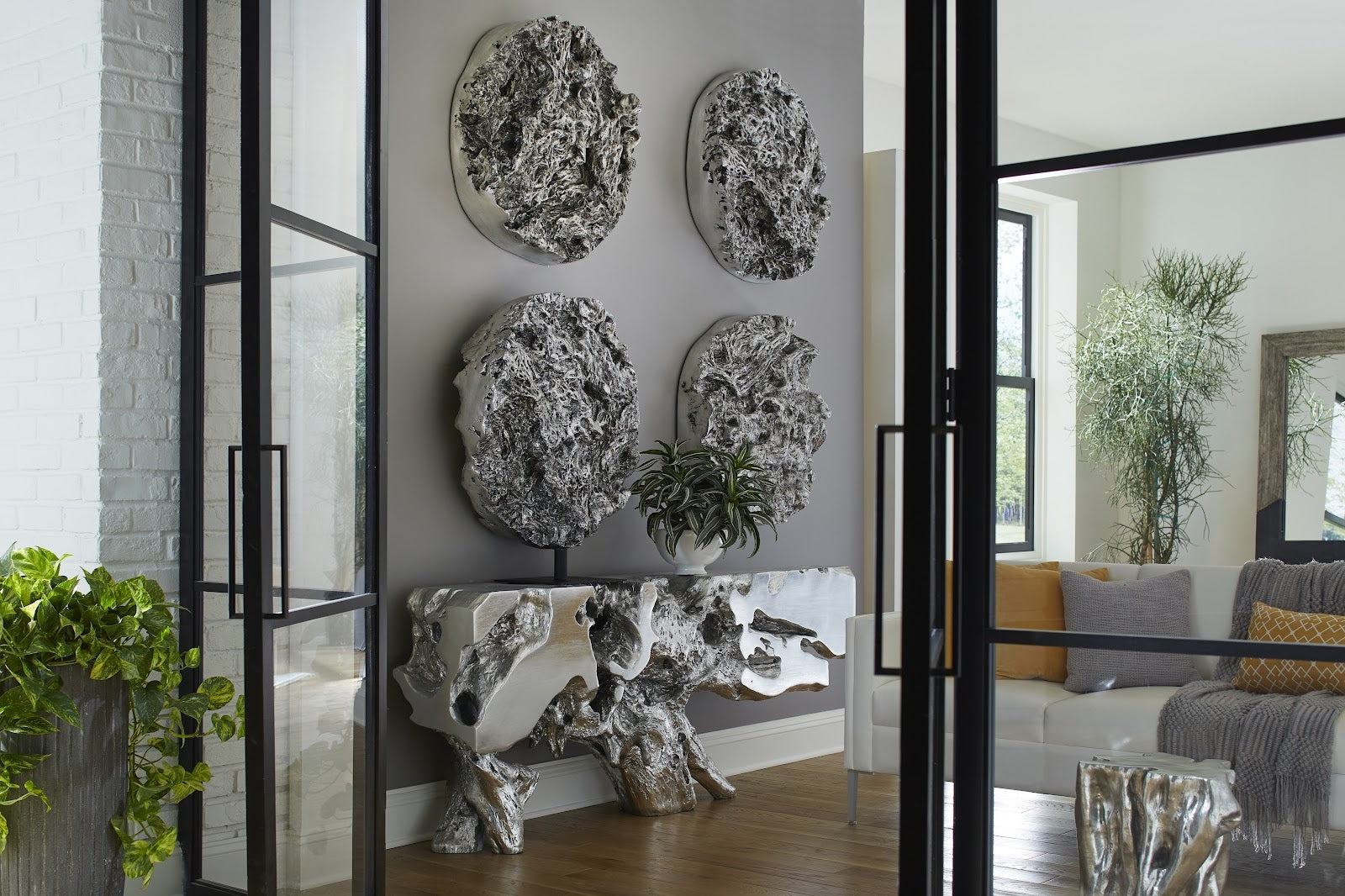 Phillips Collection Home Oversized LTL - Rate to be Quoted Phillips Collection Freeform Console Table, Silver Leaf, LG