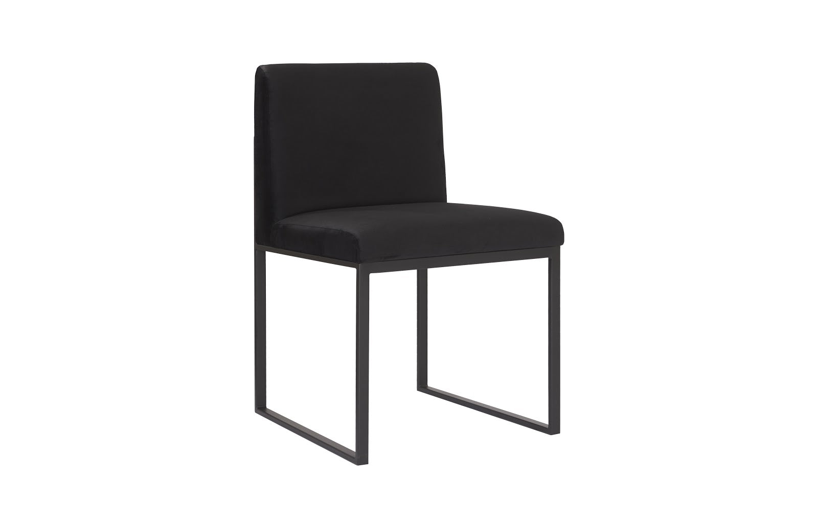 Phillips Collection Home Phillips Collection Frozen Dining Chair, Black Velvet Fabric, Matte Black Metal Frame