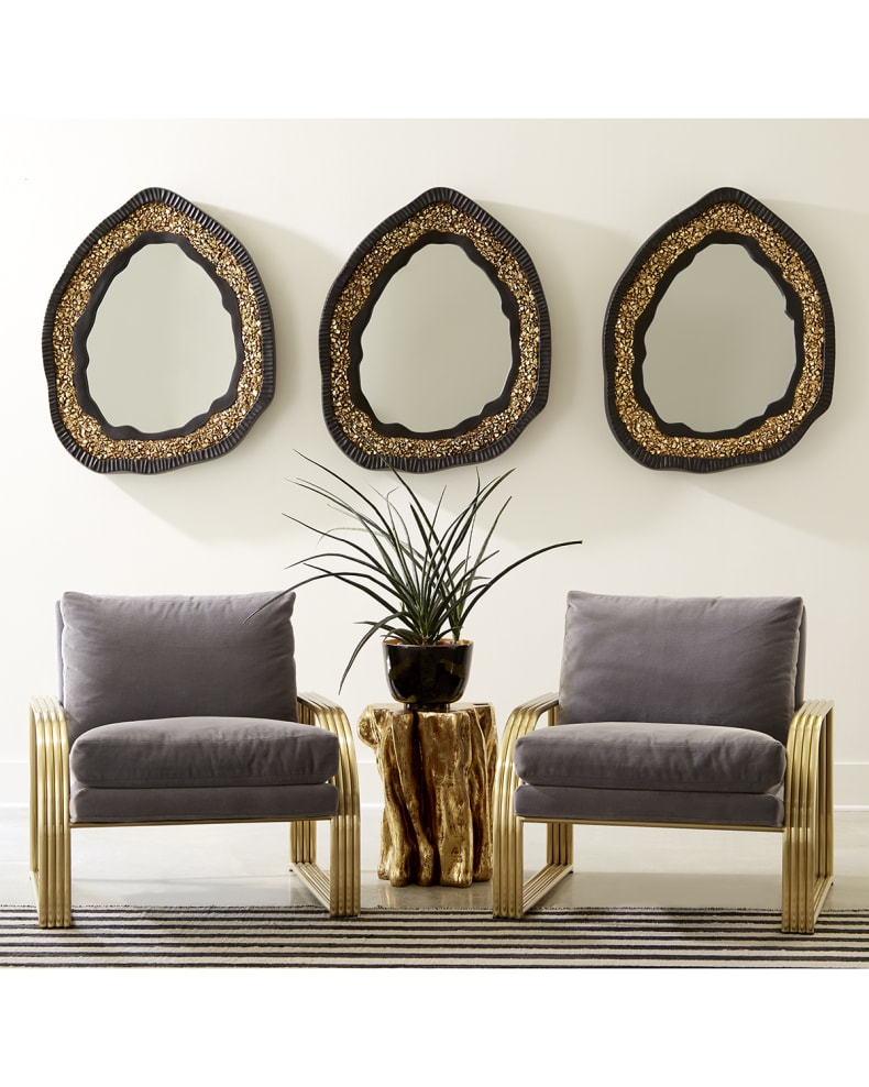 Phillips Collection Home Oversized LTL - Rate to be Quoted Phillips Collection Geode Mirror, Black And Gold, Matte