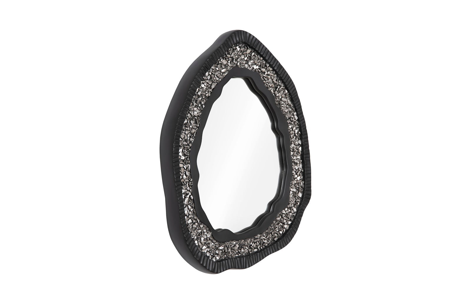 Phillips Collection Home Oversized LTL - Rate to be Quoted Phillips Collection Geode Mirror, Black And Silver, Matte