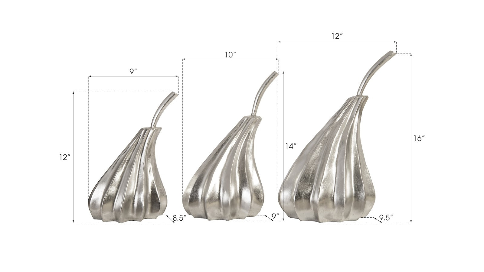 Phillips Collection Home Phillips Collection Hand Dipped Pears Set of 3, Silver Leaf