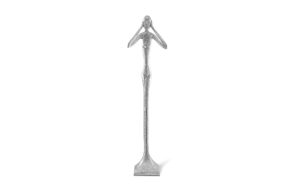 Phillips Collection Home Oversized LTL - Rate to be Quoted Phillips Collection Hear No Evil Skinny Sculpture, Silver Leaf, LG