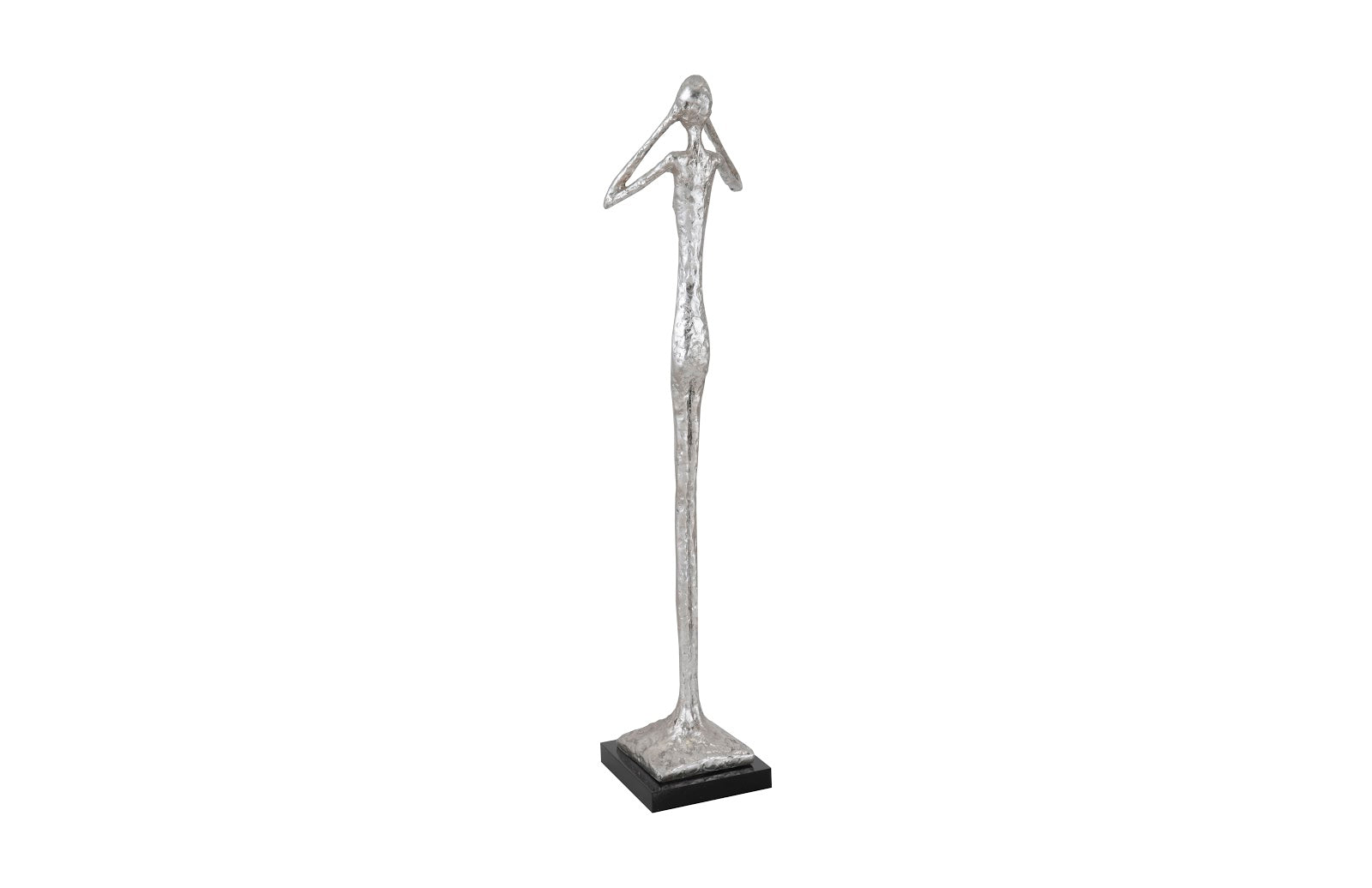 Phillips Collection Home Phillips Collection Hear No Evil Slender Sculpture, Small, Resin, Silver Leaf