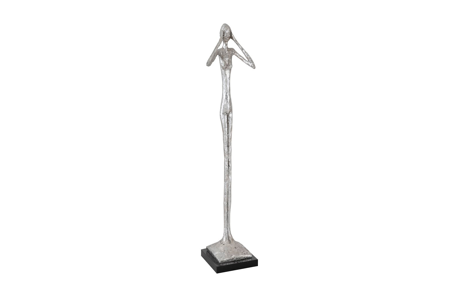 Phillips Collection Home Phillips Collection Hear No Evil Slender Sculpture, Small, Resin, Silver Leaf
