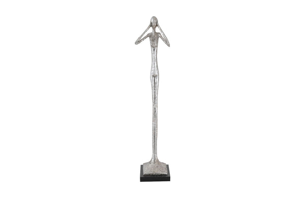 Phillips Collection Home Phillips Collection Hear No Evil Slender Sculpture, Small, Resin, Silver Leaf