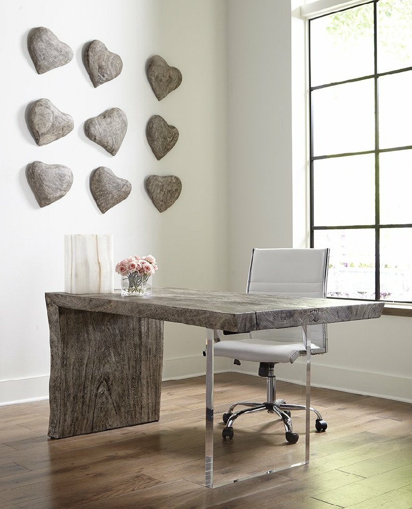 Phillips Collection Home Phillips Collection Heart Wall Tile, Chamcha Wood, Gray Stone Finish