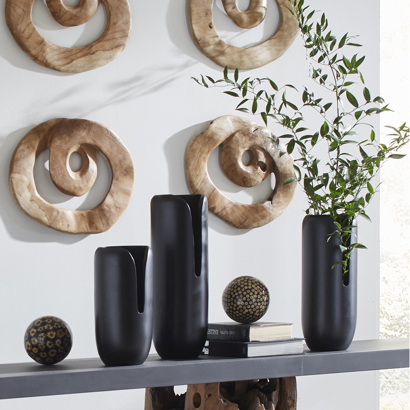 Phillips Collection Home Phillips Collection Interval Wood Vase, Black, Medium