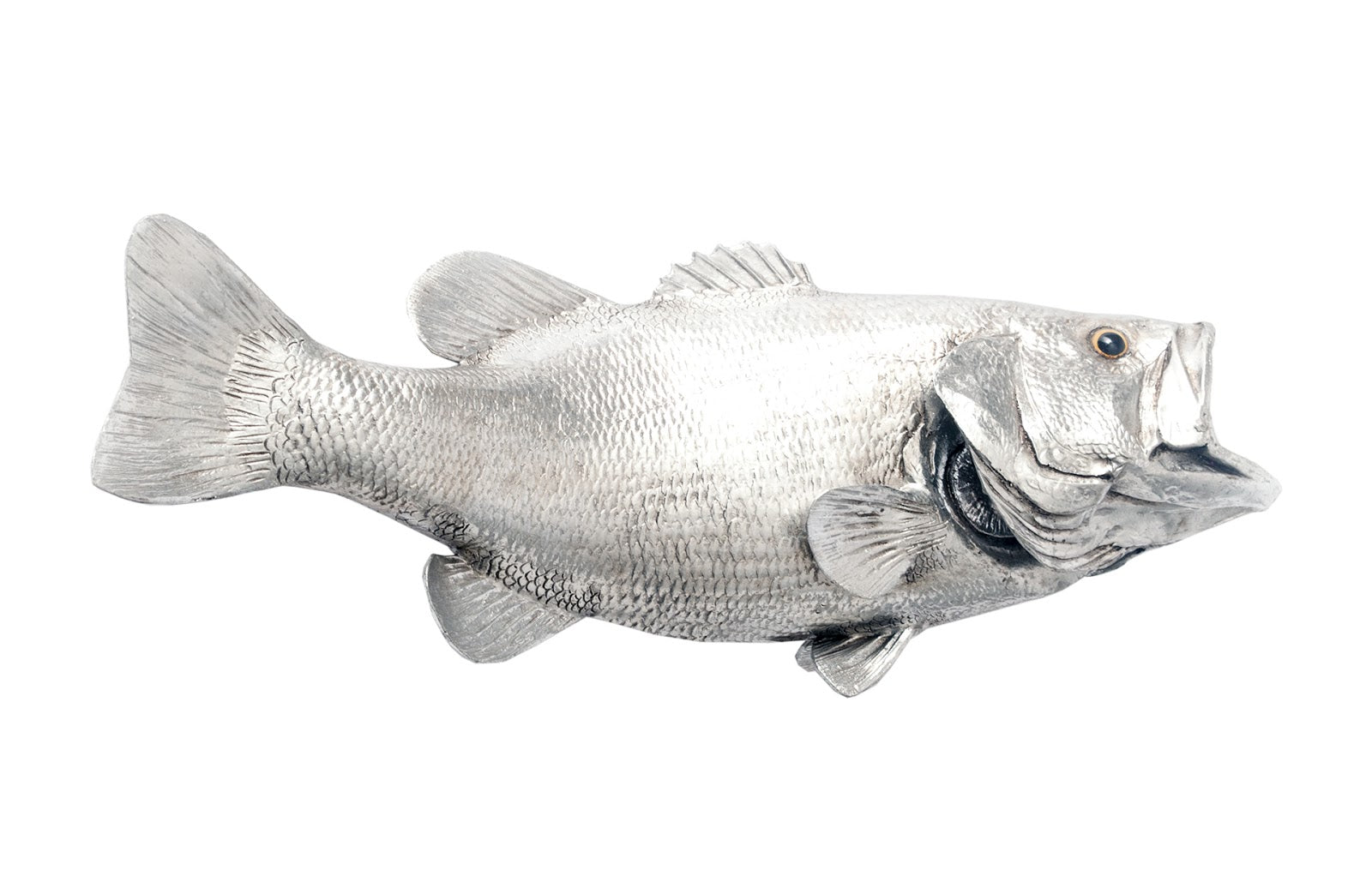 Phillips Collection Home Phillips Collection Large Mouth Bass Fish Wall Sculpture, Resin, Silver Leaf