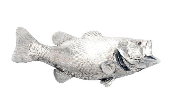 Phillips Collection Home Phillips Collection Large Mouth Bass Fish Wall Sculpture, Resin, Silver Leaf