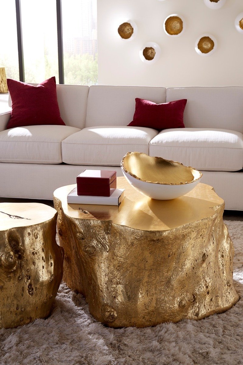 Phillips Collection Home Oversized LTL - Rate to be Quoted Phillips Collection Log Coffee Table, Gold Leaf