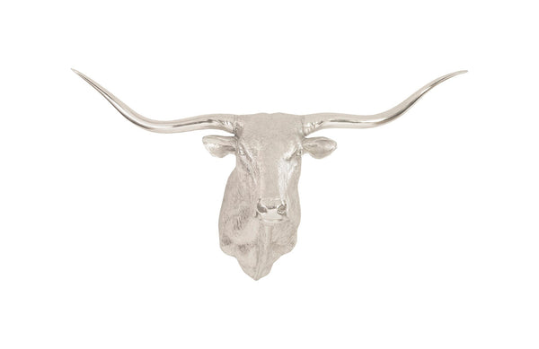 Phillips Collection Home Phillips Collection Longhorn Bull Wall Art, Resin, Silver Leaf