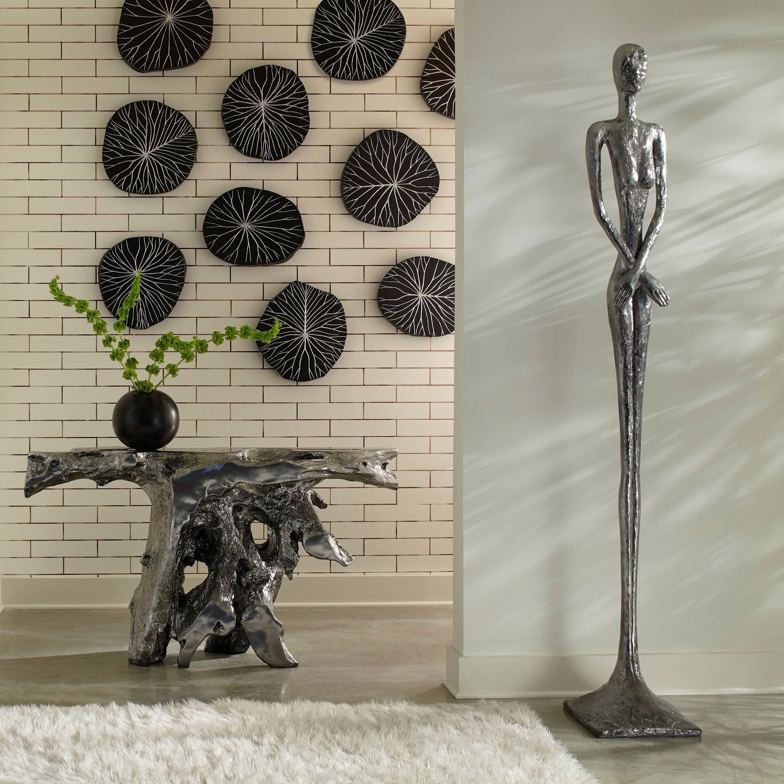 Phillips Collection Home Oversized LTL - Rate to be Quoted Phillips Collection Lottie Sculpture, Resin, Liquid Silver