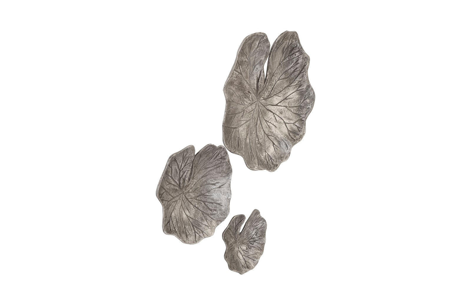 Phillips Collection Home Phillips Collection Lotus Leaf Wall Tiles, Set of 3, Black/Silver, Aluminum