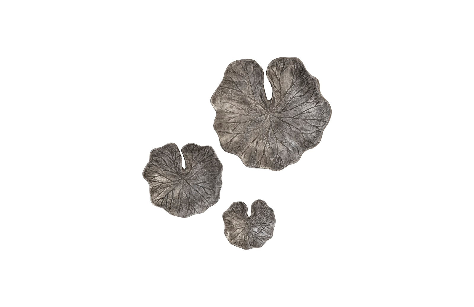 Phillips Collection Home Phillips Collection Lotus Leaf Wall Tiles, Set of 3, Black/Silver, Aluminum
