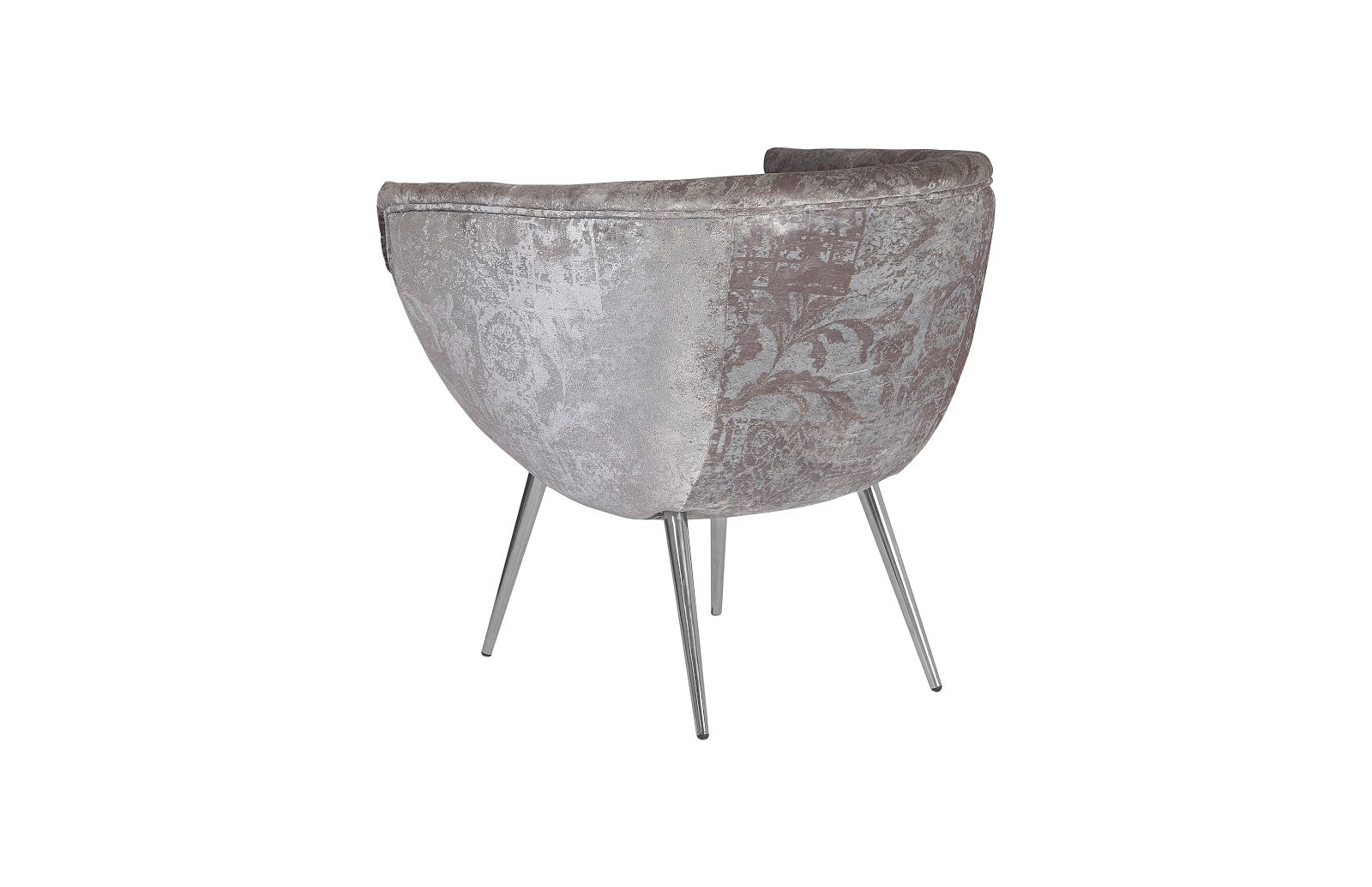 Phillips Collection Home Phillips Collection Nouveau Club Chair, Gray Crushed Velvet Fabric, Stainless Steel Legs
