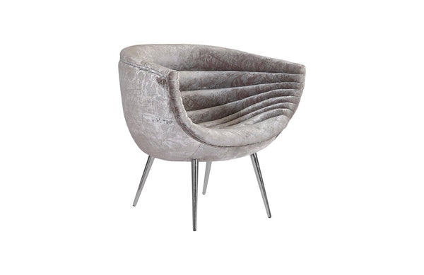 Phillips Collection Home Phillips Collection Nouveau Club Chair, Gray Crushed Velvet Fabric, Stainless Steel Legs