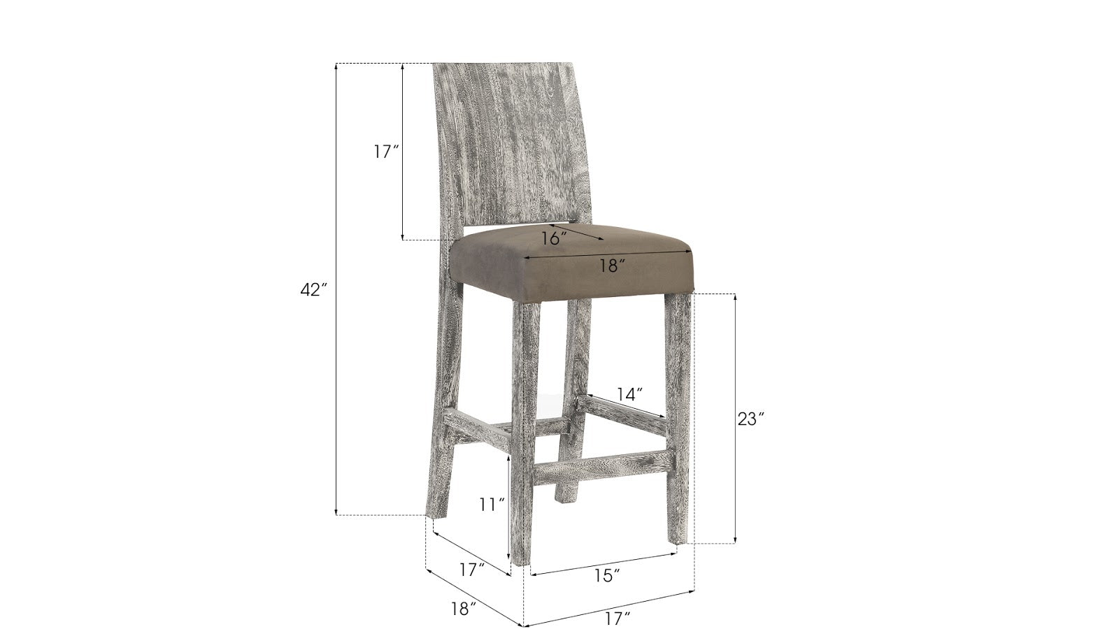 Phillips Collection Home Phillips Collection Origins Counter Stool, Gray Stone