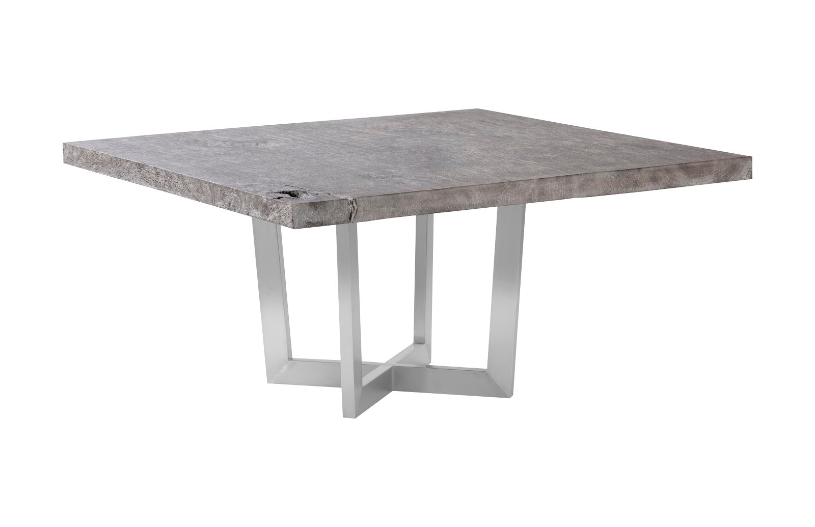 Phillips Collection Home Oversized LTL - Rate to be Quoted Phillips Collection Origins Dining Table, Gray Stone, Square, Brushed Stainless Steel Base