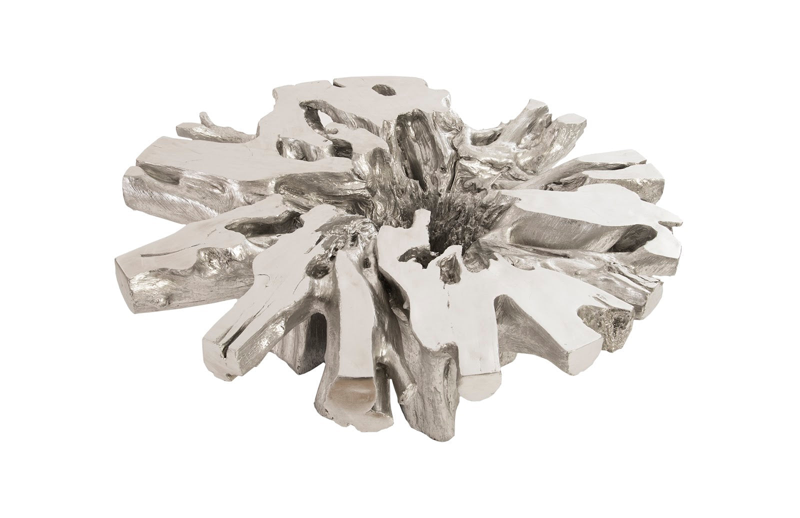 Phillips Collection Home Oversized LTL - Rate to be Quoted Phillips Collection Otis Root Cast Coffee Table with Glass, Silver Leaf