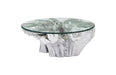 Phillips Collection Home Oversized LTL - Rate to be Quoted Phillips Collection Otis Root Cast Coffee Table with Glass, Silver Leaf