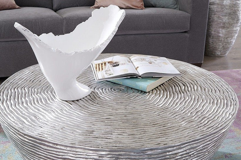 Phillips Collection Home Oversized LTL - Rate to be Quoted Phillips Collection Ripple Coffee Table, Resin, Silver Leaf with Antiquing