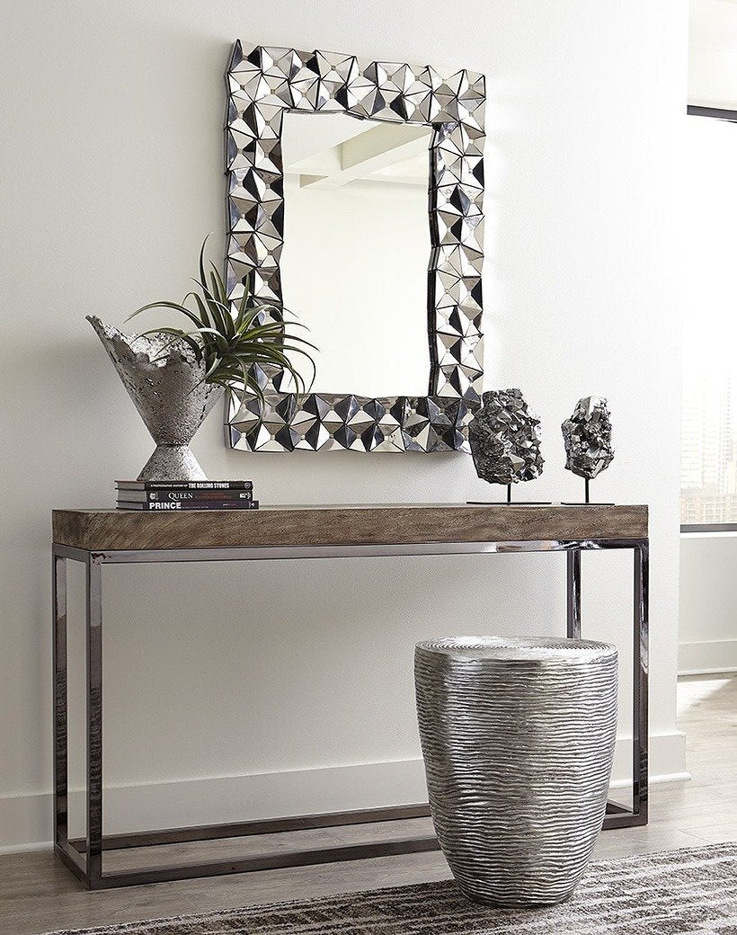 Phillips Collection Home Phillips Collection Ripple Side Table, Resin, Silver Leaf with Antiquing