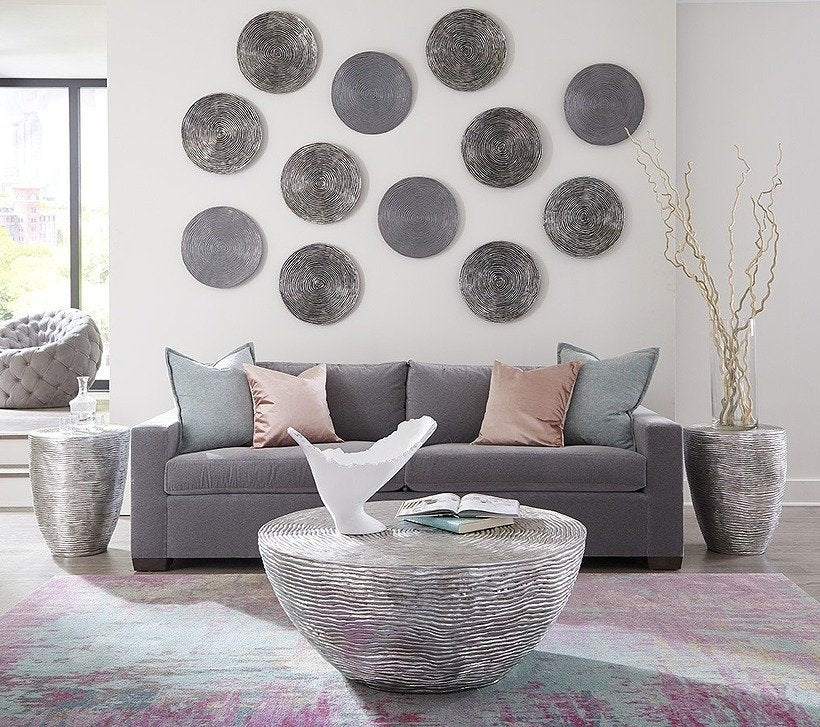 Phillips Collection Home Phillips Collection Ripple Side Table, Resin, Silver Leaf with Antiquing