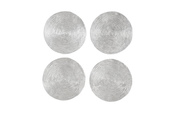 Phillips Collection Home Phillips Collection Ripple Wall Disc, Set of 4, Resin, LG, Silver Leaf with Antiquing