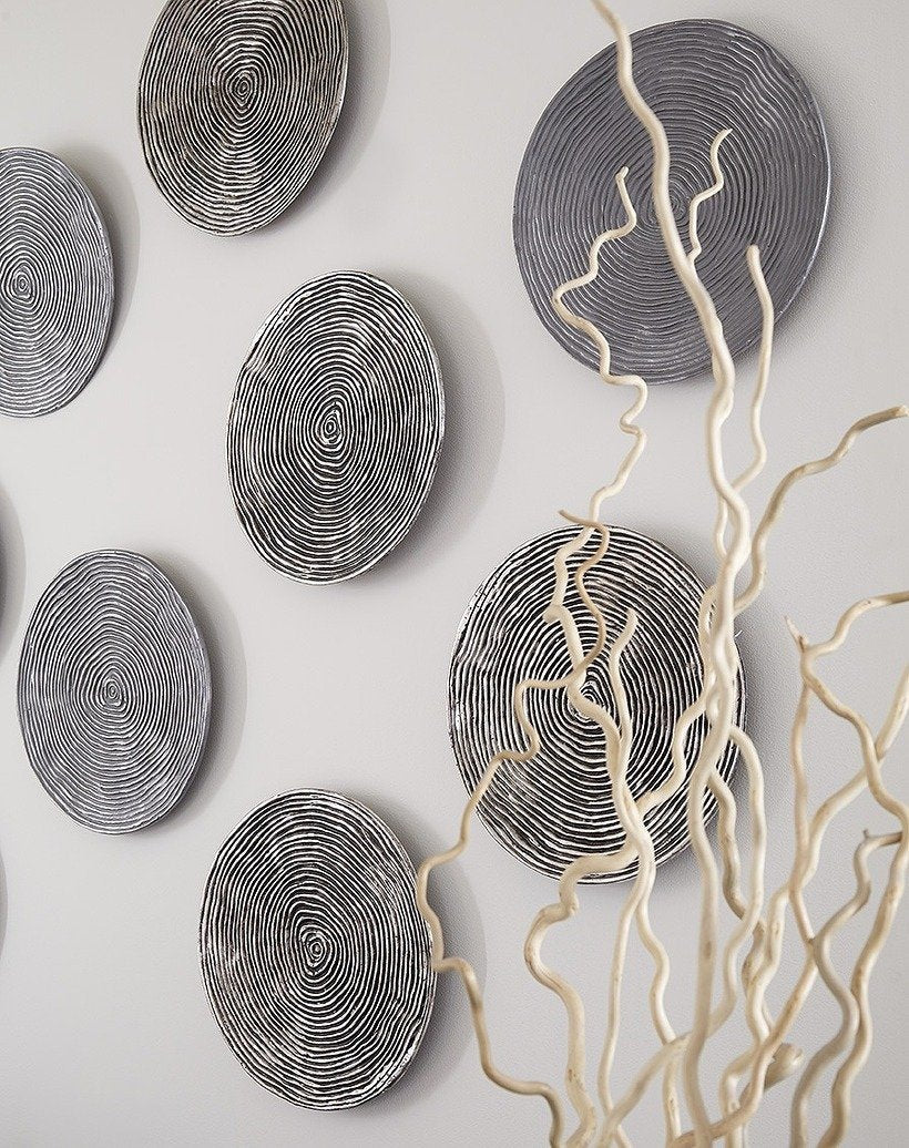 Phillips Collection Home Phillips Collection Ripple Wall Disc, Set of 4, Resin, LG, Silver Leaf with Antiquing