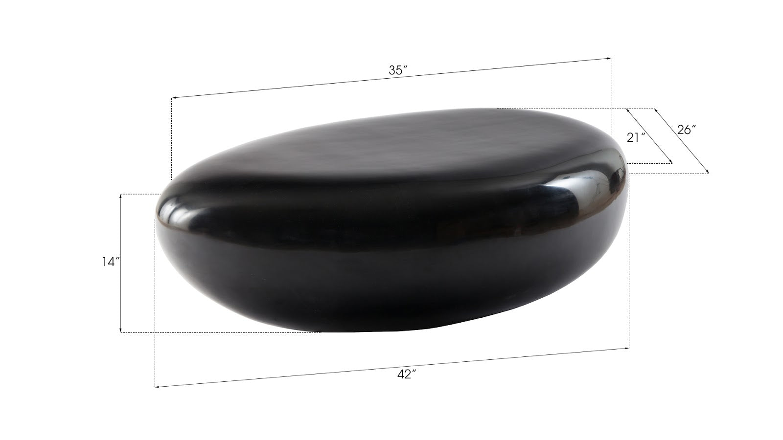 Phillips Collection Home Phillips Collection River Stone Coffee Table, Gel Coat Black, Small