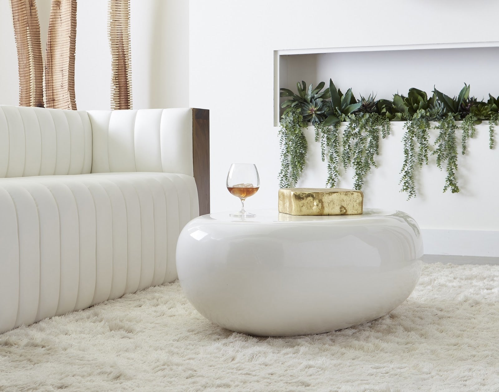 Phillips Collection Home Oversized LTL - Rate to be Quoted Phillips Collection River Stone Coffee Table, Gel Coat White, Large