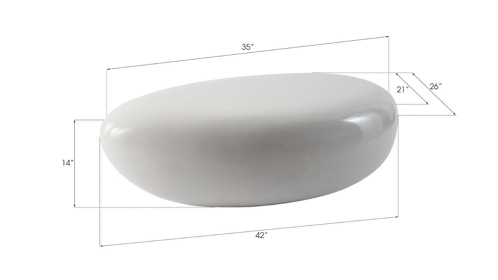 Phillips Collection Home Phillips Collection River Stone Coffee Table, Gel Coat White, Small
