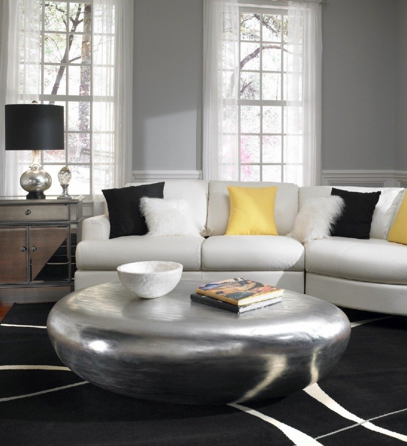 Phillips Collection Home Phillips Collection River Stone Coffee Table, Silver Leaf, Small
