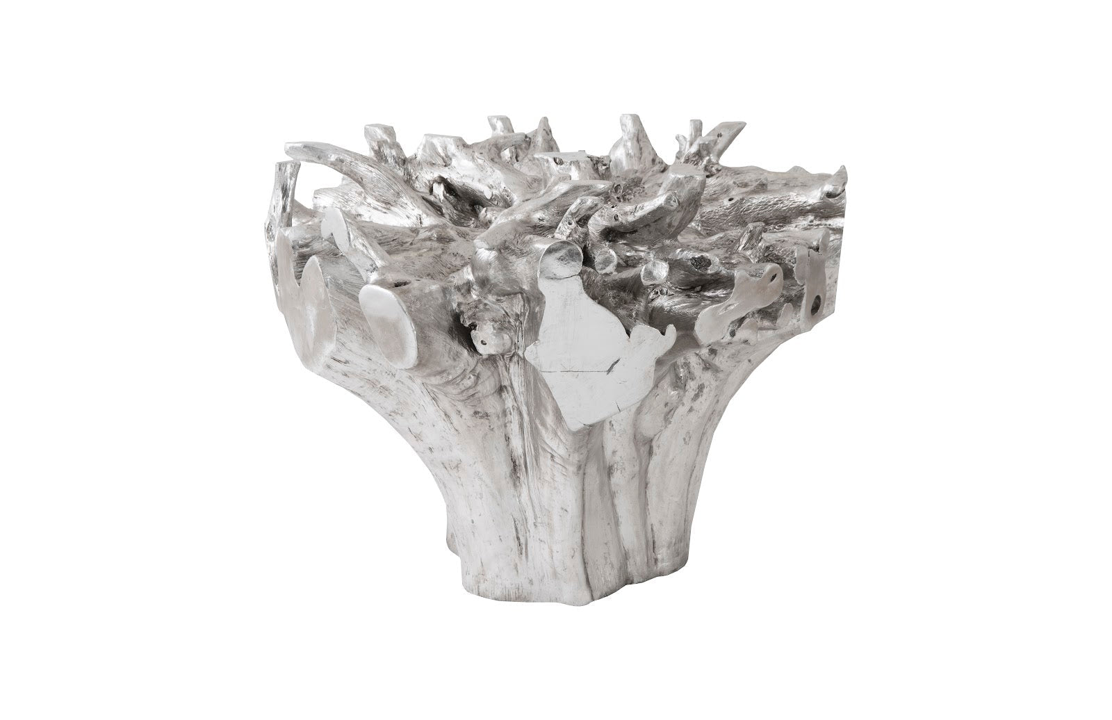 Phillips Collection Home Oversized LTL - Rate to be Quoted Phillips Collection Root Small Silver Dining Table Base, With Glass