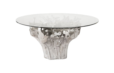 Phillips Collection Home Oversized LTL - Rate to be Quoted Phillips Collection Root Small Silver Dining Table Base, With Glass