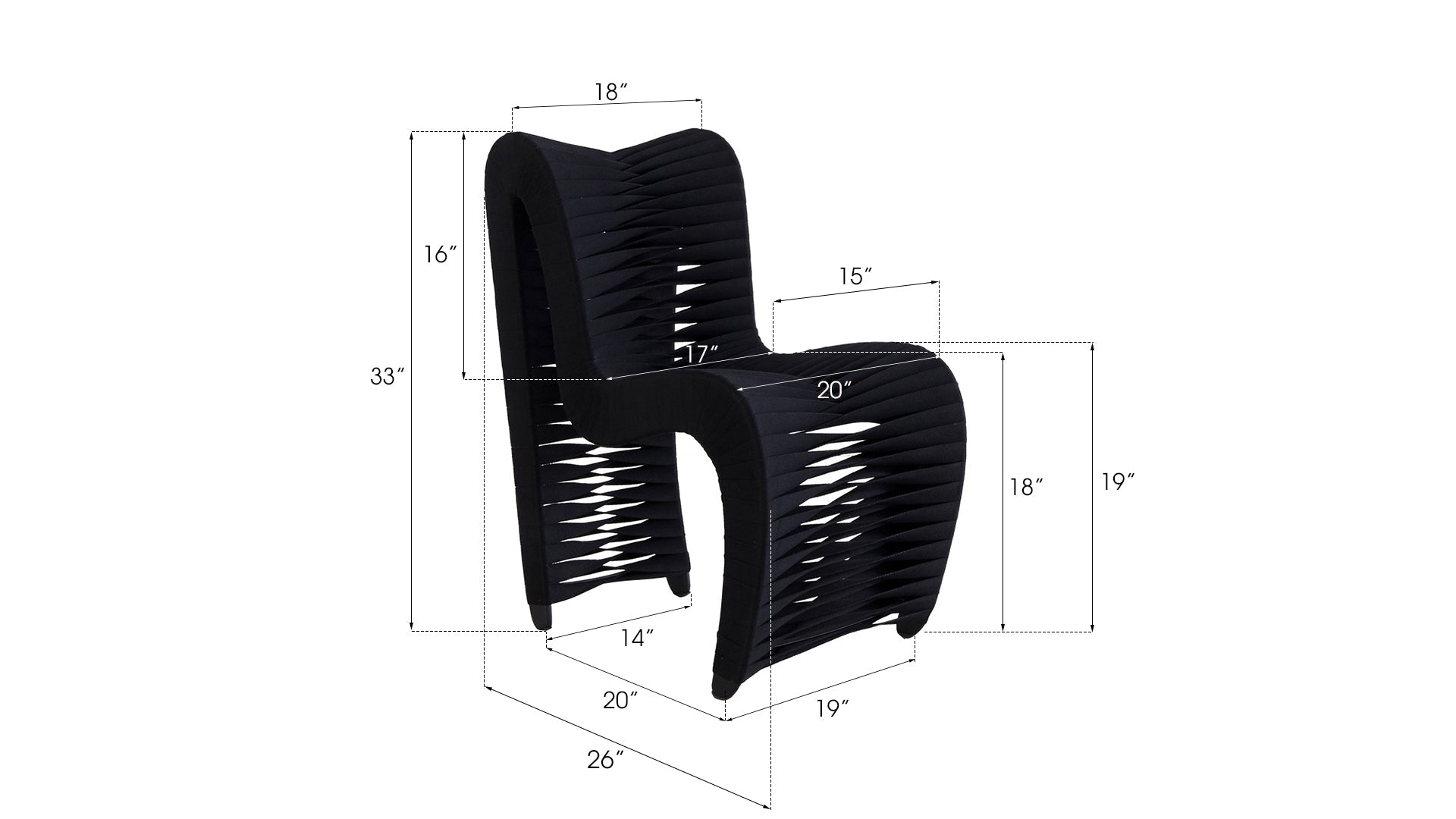 Phillips Collection Home Phillips Collection Seat Belt Dining Chair, Black/Black
