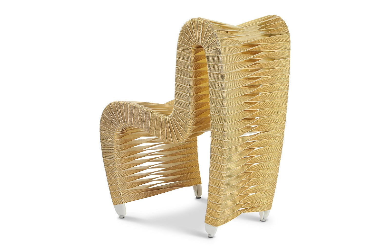 Phillips Collection Home Phillips Collection Seat Belt Dining Chair, Gold, Metallic